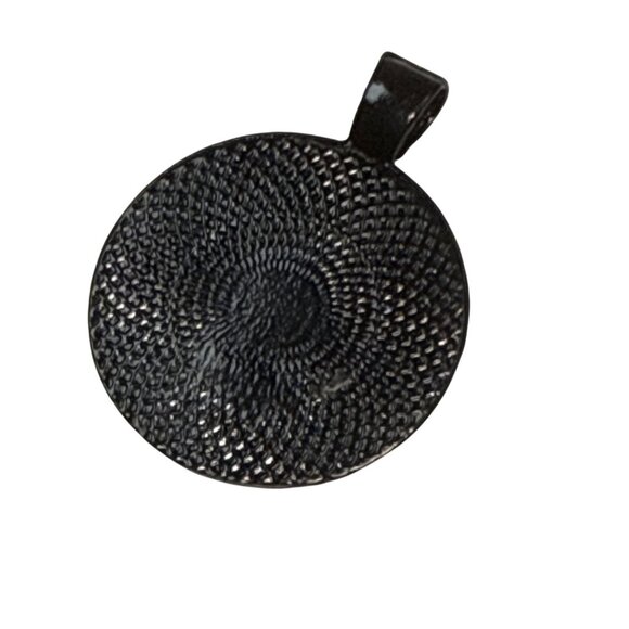 Tree Of Life Pendant Necklace Art Glass Yellow Blue Dome Black Alloy Boho Gift - Picture 3 of 6